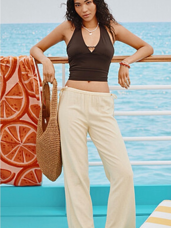 Simons Pants - Simons Linen-Blend Wide Leg Pant
